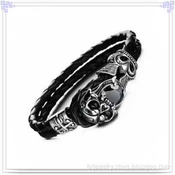 Stainless Steel Jewelry Men's Jewelry Leather Bracelet (HR6069)
